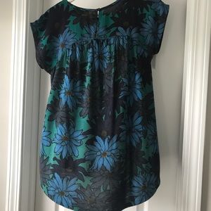 LOFT Mixed Media Patterned Blouse